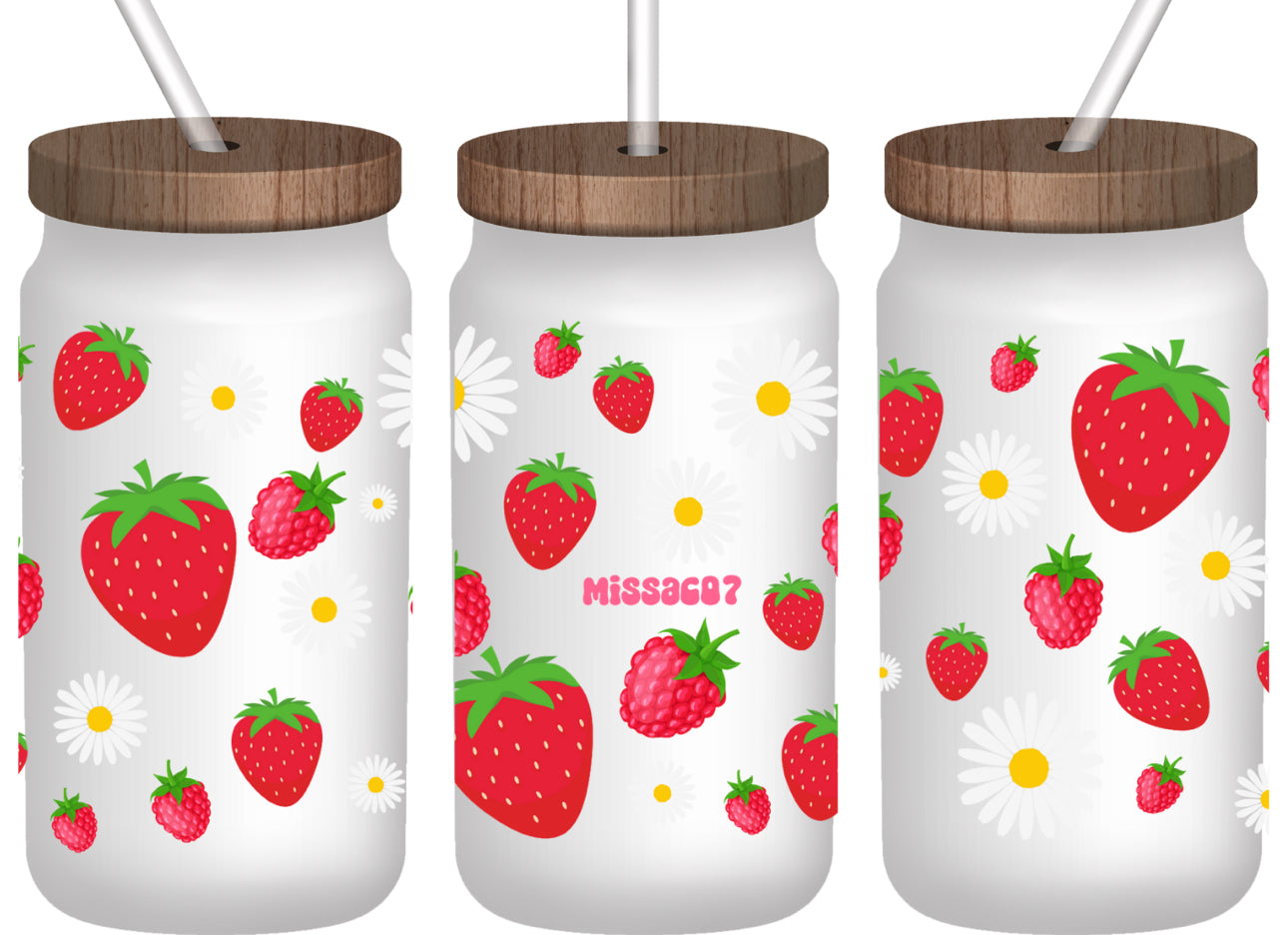 Verre paille fraise