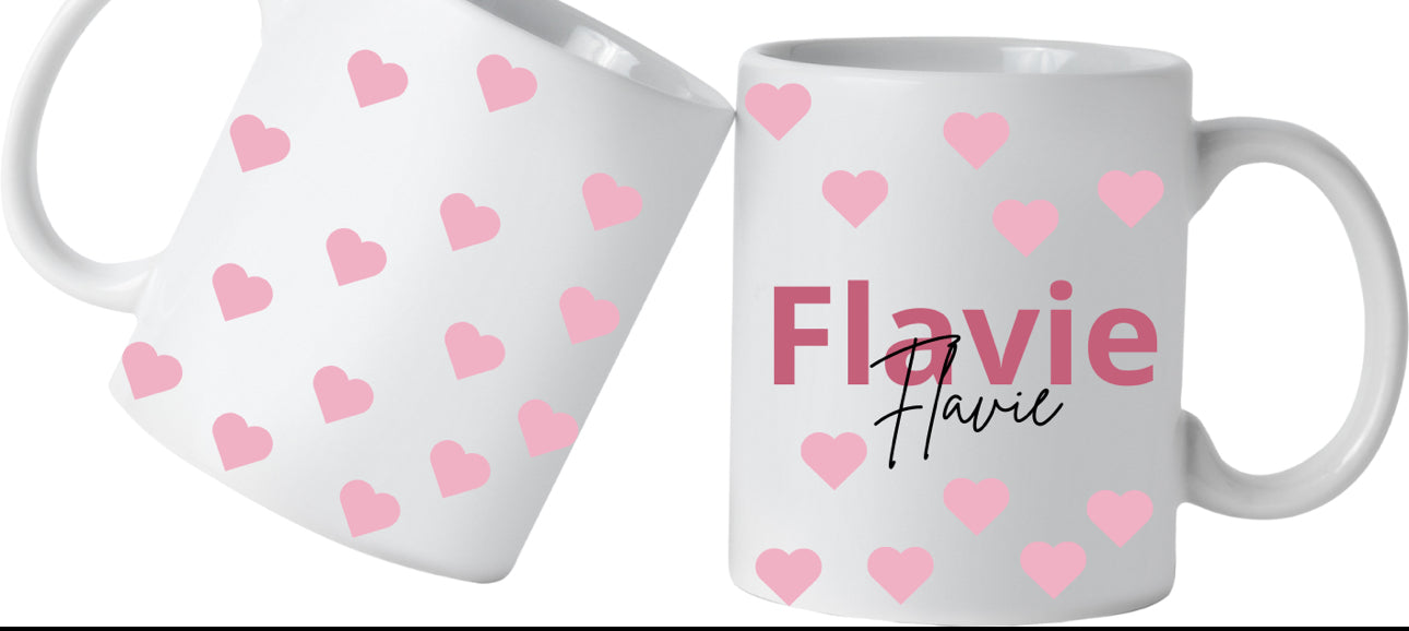 Tasse cœur avec prénom