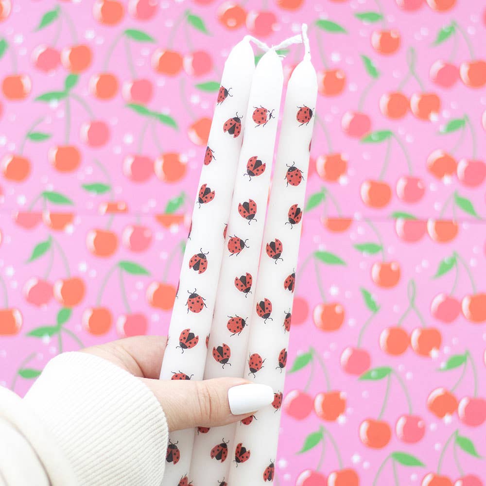 Ensemble de 3 bougies coniques Love Bug Ladybug