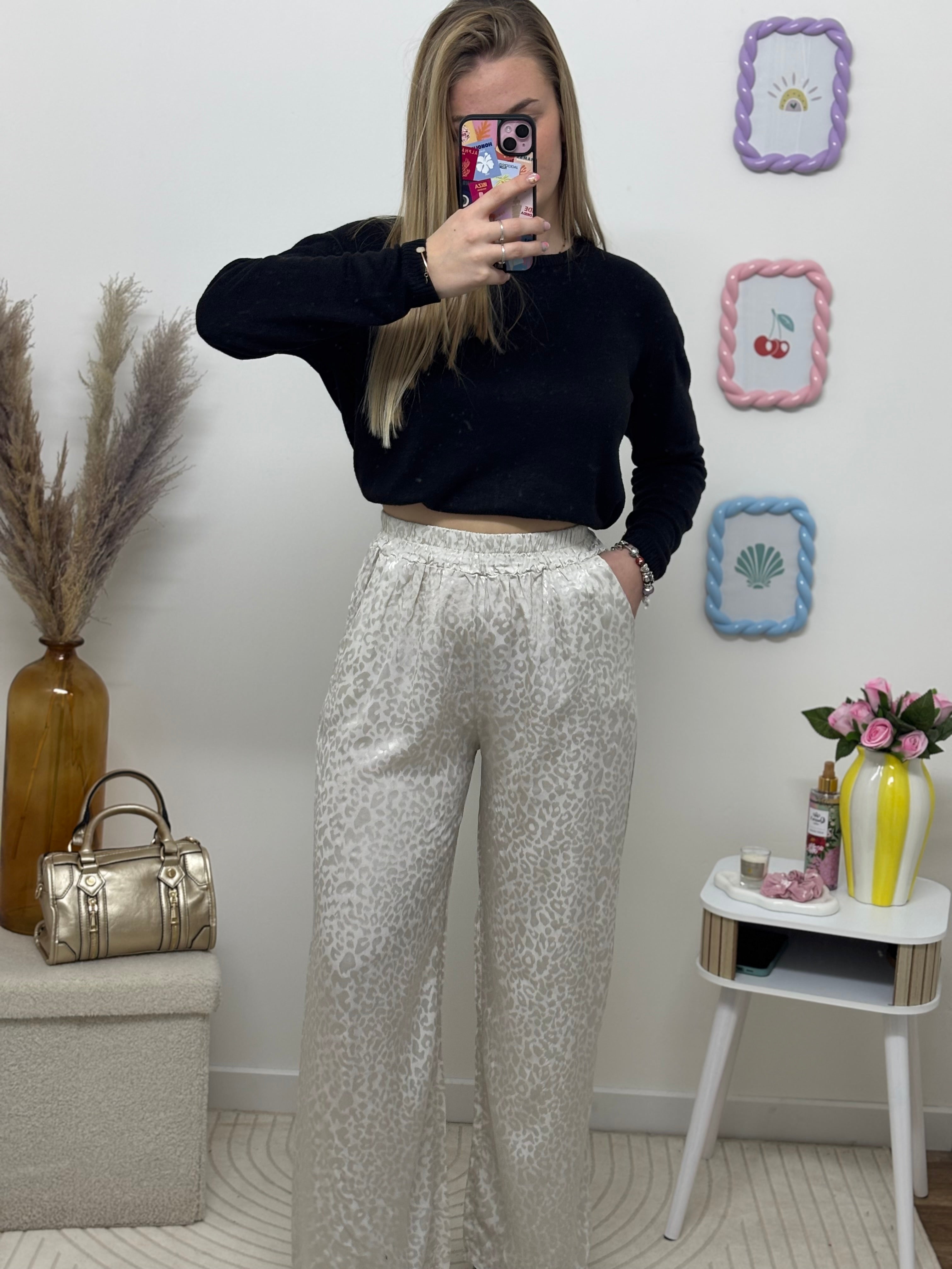 Pantalon satinée léopard