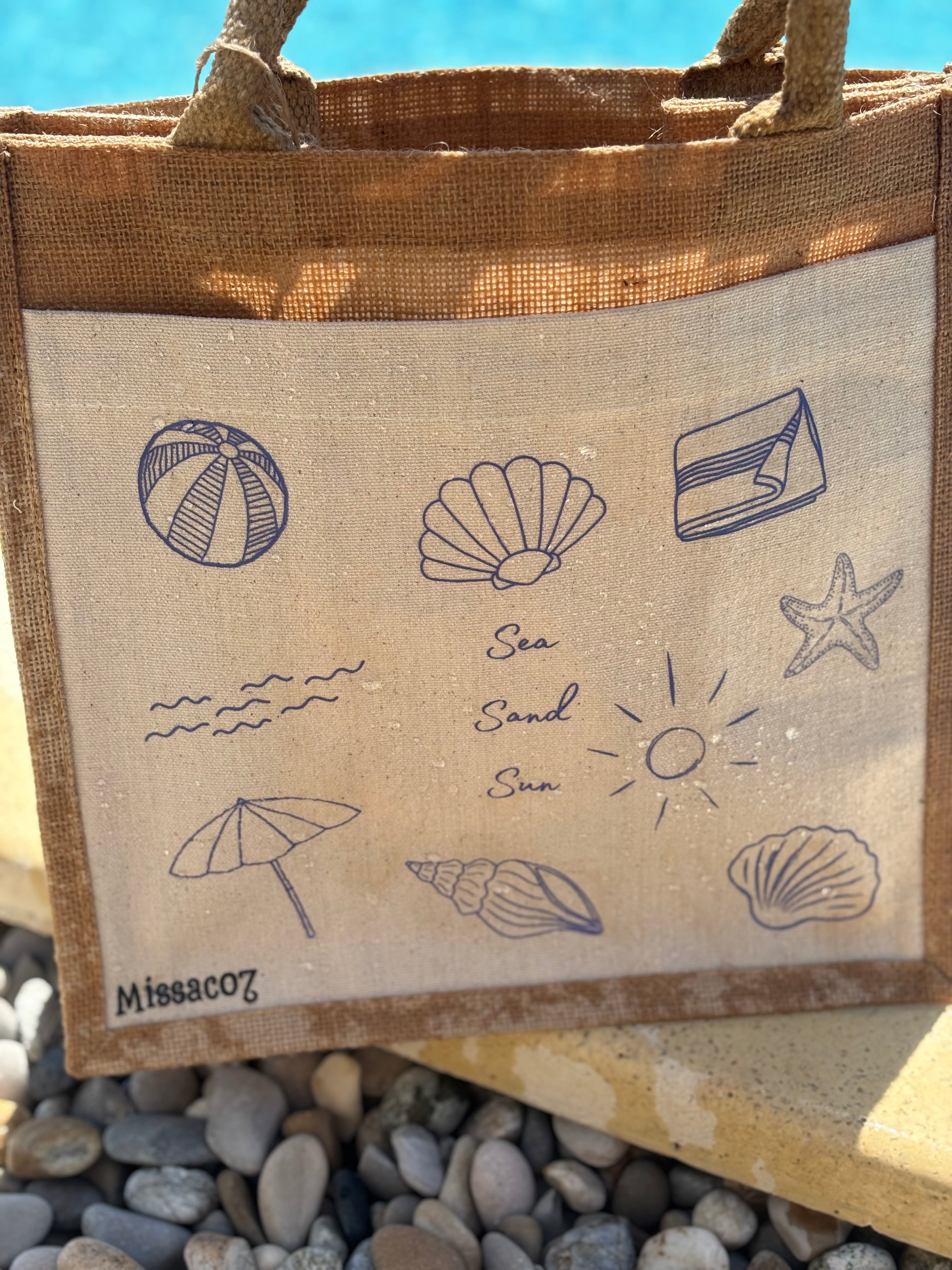 Sac en toile de jute "Sea sand sun"