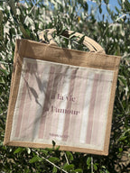 Sac en toile de jute "à la vie à l'amour"