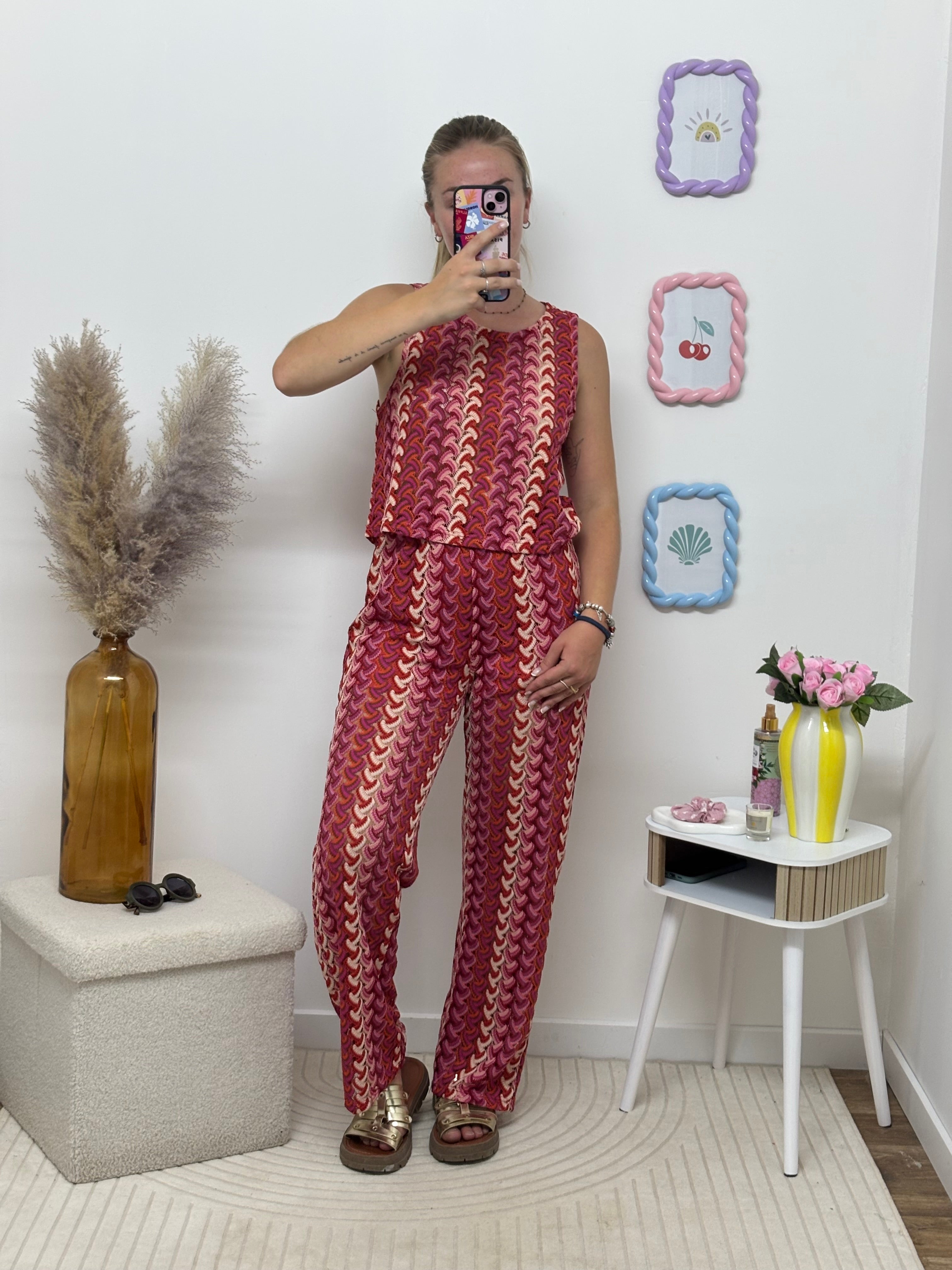 Pantalon en maille crochet