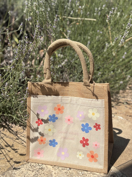 Sac en toile de jute "Good vibes"