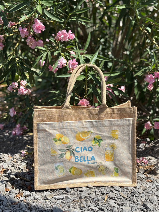 Sac en toile de jute "Ciao bella"