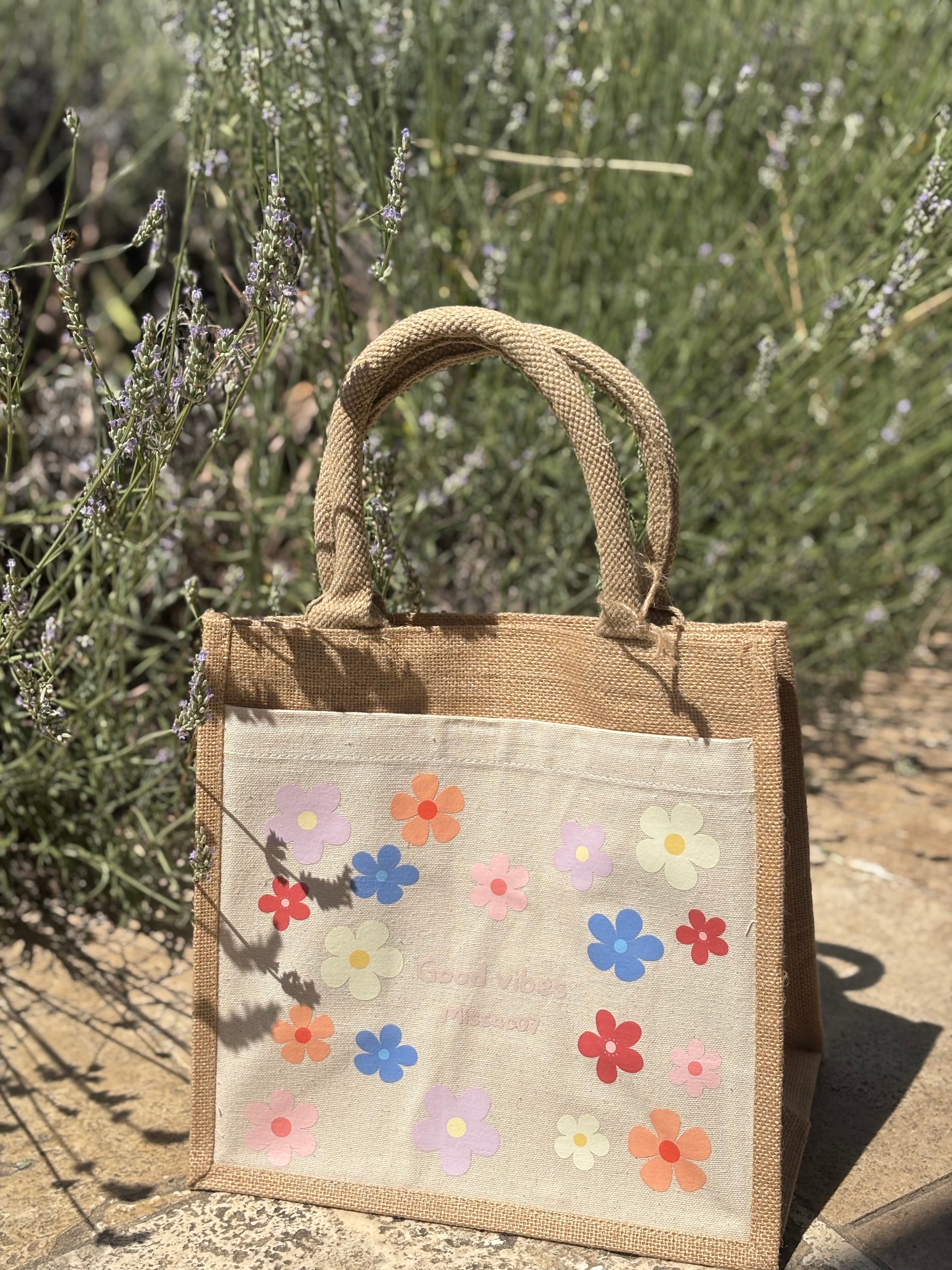 Sac en toile de jute "Good vibes"