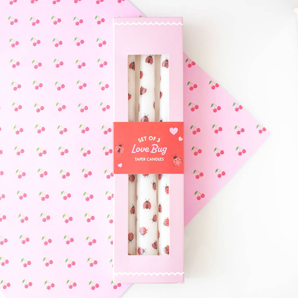 Ensemble de 3 bougies coniques Love Bug Ladybug