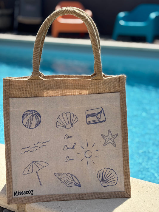 Sac en toile de jute "Sea sand sun"