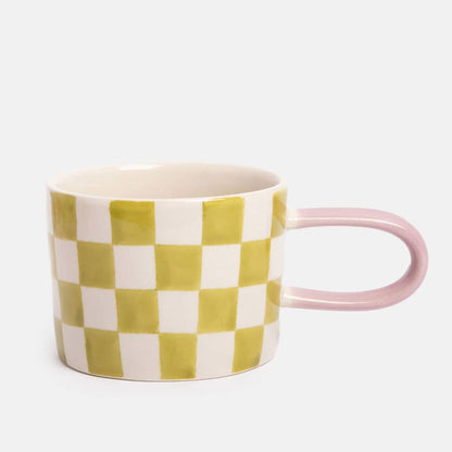 Mug en céramique vert avec motif de coche