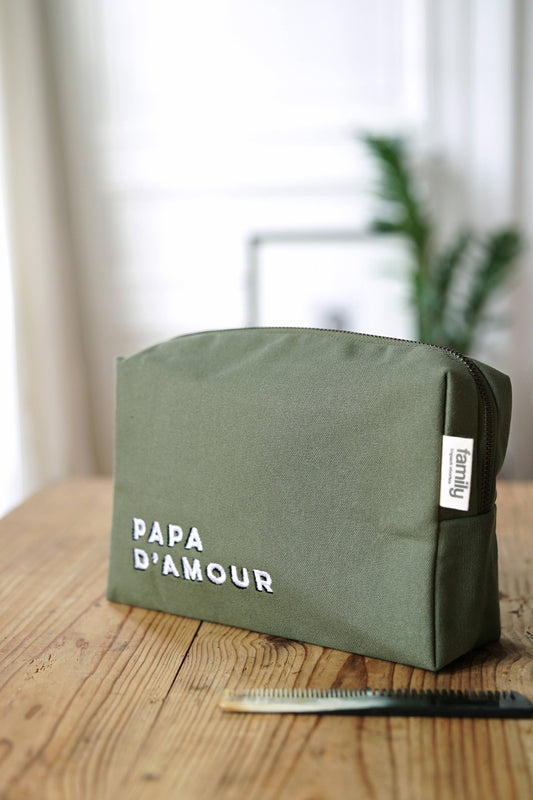 TROUSSE DE TOILETTE PAPA D’AMOUR VERT OLIVE