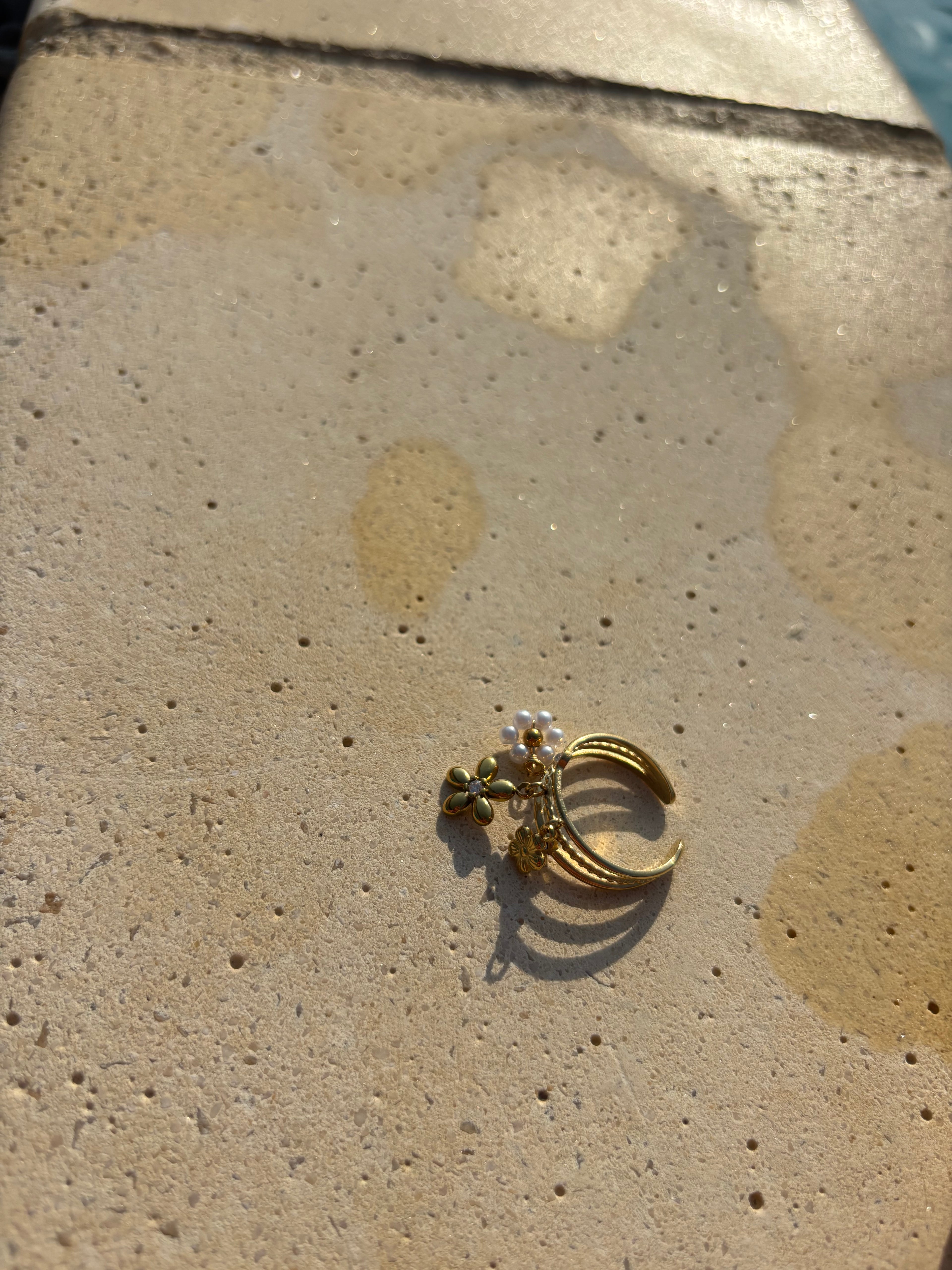 Bague breloque fleurs