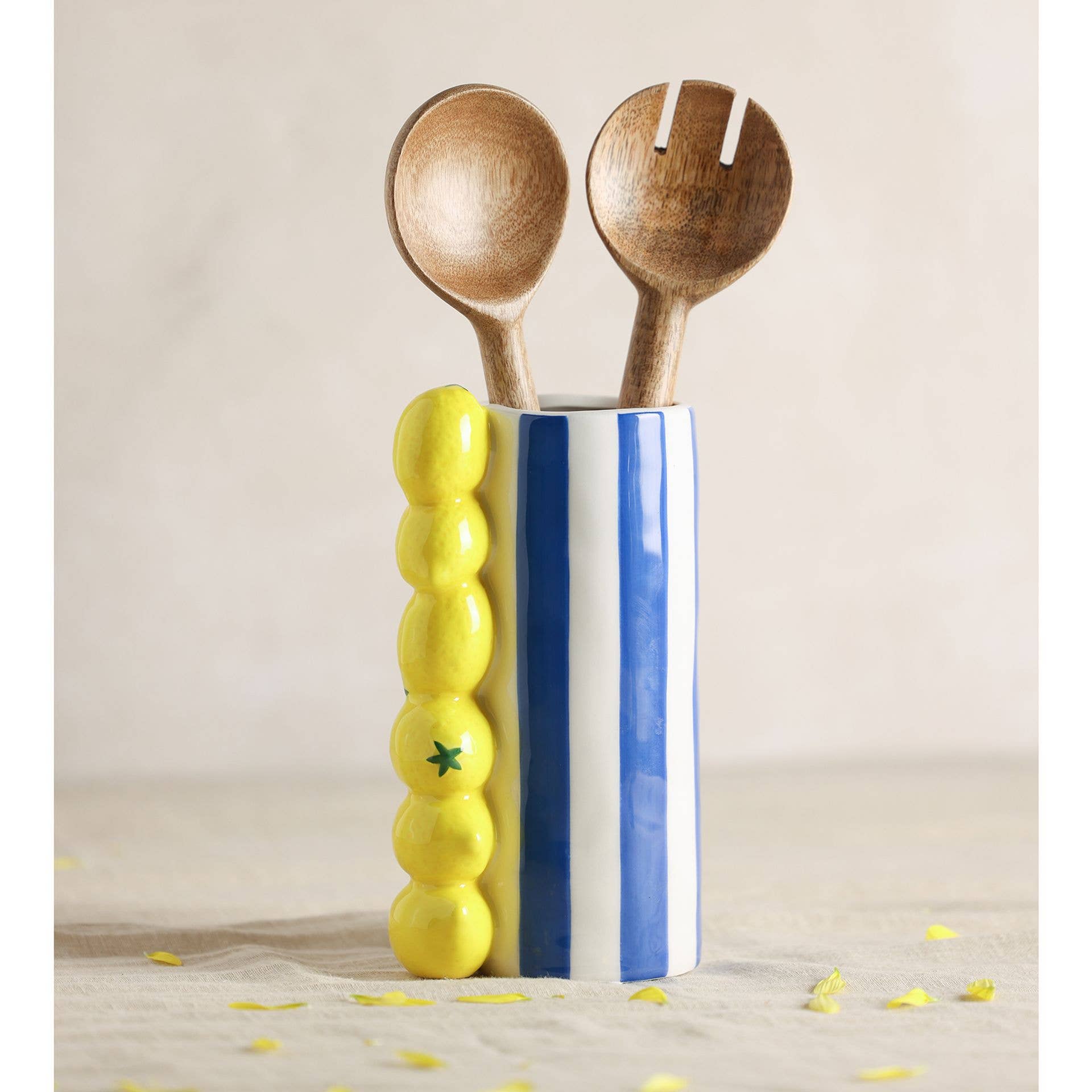 Vase Hestia Citron Avec Rayures Bleues