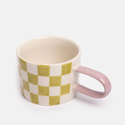 Mug en céramique vert avec motif de coche